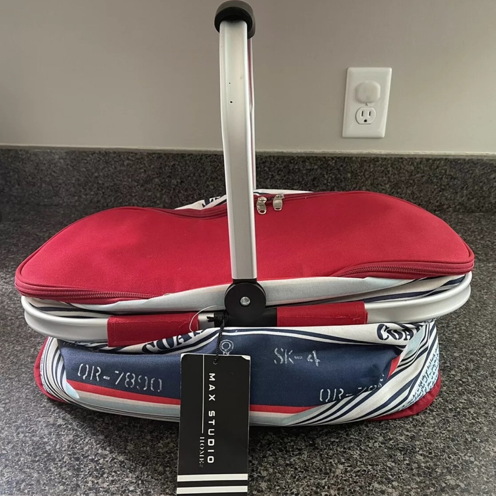 Max Studio Large Insulated Lunch Picnic Lightweight Collapsible Cooler Basket